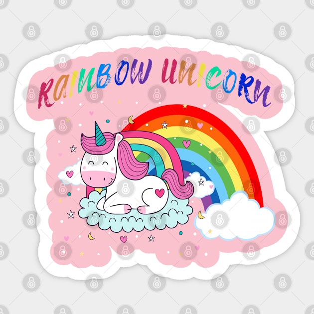 Rainbow Unicorn Cute Lover Sticker by JeffDesign